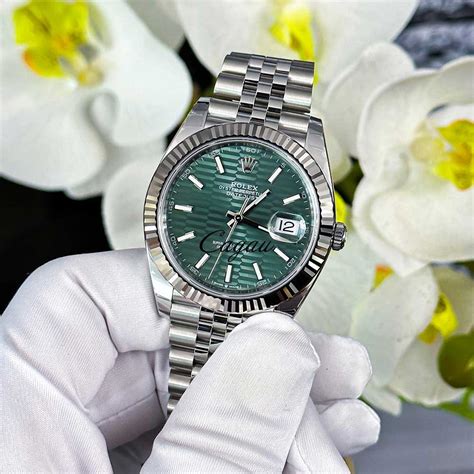 new rolex datejust 41 green dial|Rolex Datejust 41mm white gold.